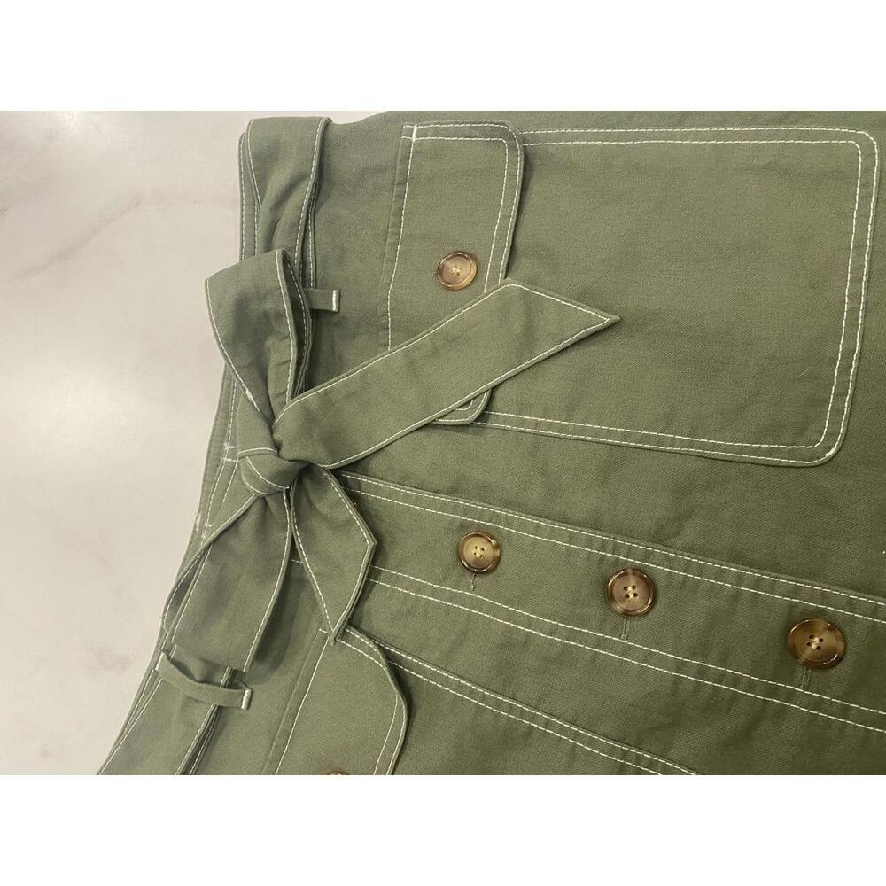 J.Crew Olive Green Button-Front Skirt with Belt - Size 4 - Picture 2 of 6